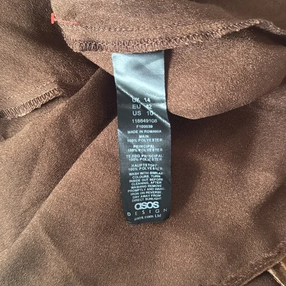 NEW ASOS DESIGN scoop back bias cut satin maxi dress in chocolate 10 - Picture 12 of 13